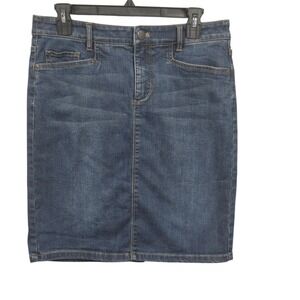 J. Jill Denim Smooth Fit Skirt Size 4 Dark Wash Stretch Lyocell Blend Pencil